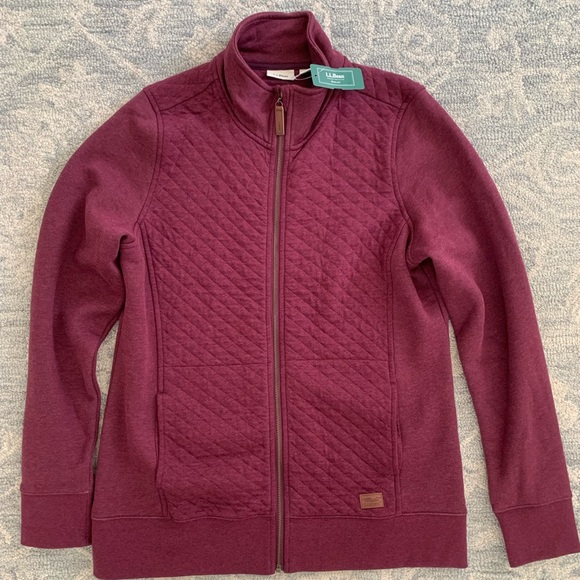 NWT L.L Bean Women’s Quilted Full Zip Sweatshirt MT - Picture 2 of 10